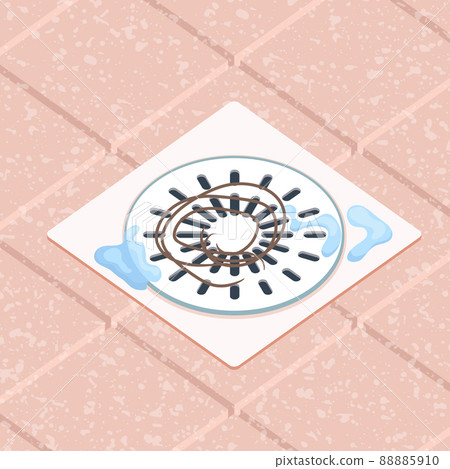 Shower drain clogged with clump of falling hair 88885910