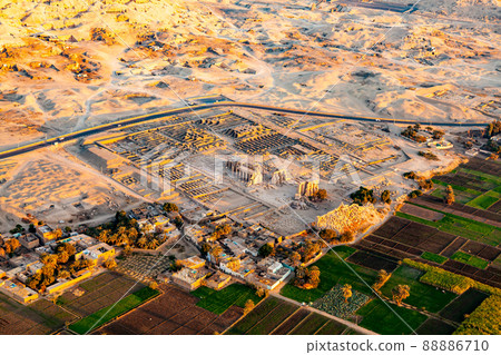 Aerial view The Temple of Ramesseum for Ramses II in Theban Necropolis. 88886710