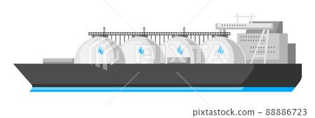 Illustration of ship carrying natural gas in storage facilities. Industrial and business image. Illustration of ship carrying natural gas in storage facilities. Industrial and business image. 88886723