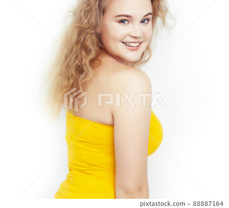 young pretty stylish hipster blond girl posing emotional isolated on white background happy smiling cool smile, lifestyle people concept young pretty stylish hipster blond girl posing emotional isolated on white background happy smiling cool smile, lifestyle people concept 88887164