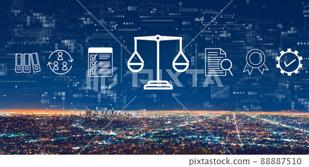 Legal advice service concept with downtown Los Angeles Legal advice service concept with downtown Los Angeles 88887510