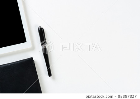 Still life of office workspace with supplies Still life of office workspace with supplies 88887827