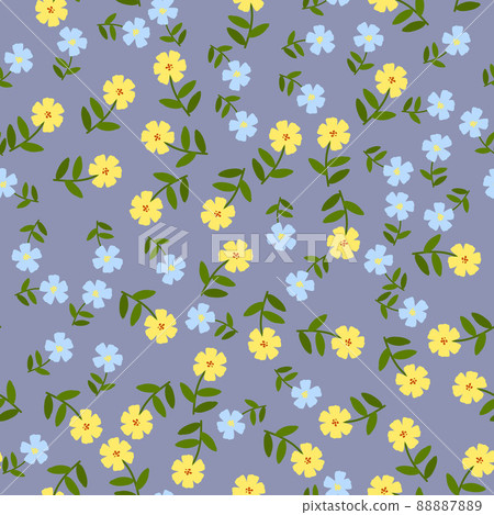 Seamless pattern with color flowers on gray background 88887889