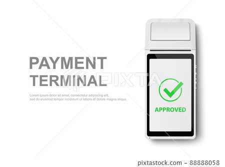 Vector Realistic 3d White Touch Mobile Payment Machine. POS Terminal Closeup Isolated on White. Design Template of Bank Payment Wireless Contactless Terminal, Mockup. Payments device. Top View 88888058