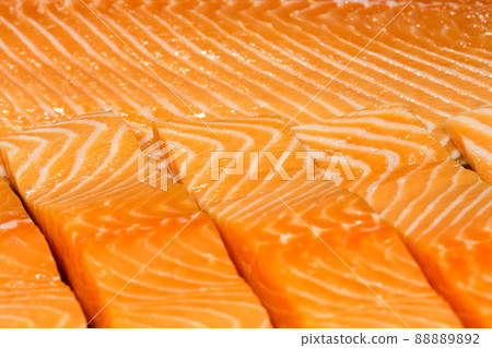close up of raw fillet meat salmon fish , texture and background close up of raw fillet meat salmon fish , texture and background 88889892