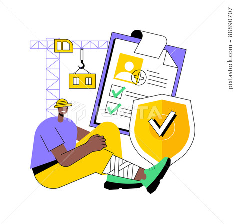 Occupational accident insurance abstract concept vector illustration. Occupational insurance coverage, industrial accident, broken leg, employee health, worker injury, builder abstract metaphor. Occupational accident insurance abstract concept vector illustration. Occupational insurance coverage, industrial accident, broken leg, employee health, worker injury, builder abstract metaphor. 88890707