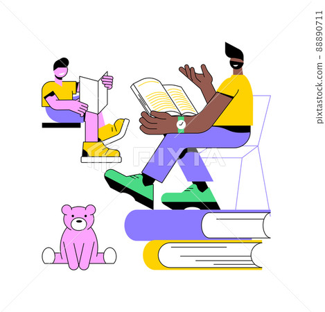 Dads contribution to childrens education abstract concept vector illustration. Fathers involvement, daddys help, doing homework, happy kid, family fight, home-schooling abstract metaphor. Dads contribution to childrens education abstract concept vector illustration. Fathers involvement, daddys help, doing homework, happy kid, family fight, home-schooling abstract metaphor. 88890711