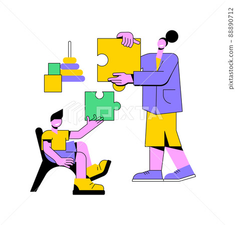 Social-emotional development abstract concept vector illustration. Preschool training, social skill development in early childhood, emotional management, kids training activity abstract metaphor. 88890712