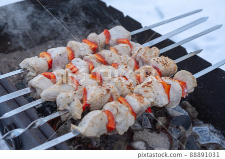 cooking barbecue on the grill cooking barbecue on the grill 88891031