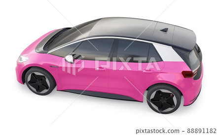 New generation dark pink electric city hatchback car with extended range. 3d illustration. 88891182