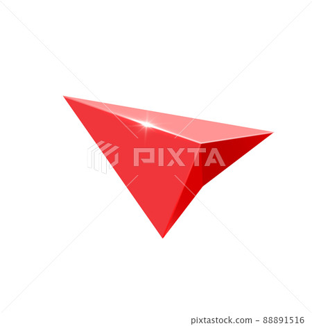 Red glossy navigation arrow . Gps arrow pointer. Red glossy navigation arrow . Gps arrow pointer. 88891516