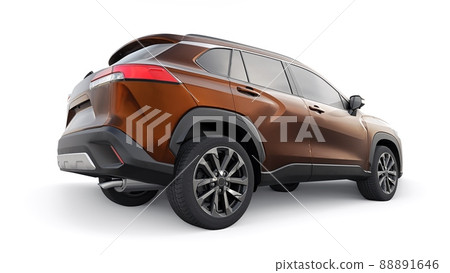 Compact SUV with a hybrid engine and four-wheel drive for the city and suburban areas on a white isolated background. 3d illustration 88891646