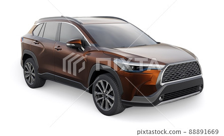 Compact SUV with a hybrid engine and four-wheel drive for the city and suburban areas on a white isolated background. 3d illustration Compact SUV with a hybrid engine and four-wheel drive for the city and suburban areas on a white isolated background. 3d illustration 88891669