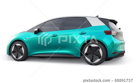 New generation green electric city hatchback car with extended range. 3d illustration. 88891737