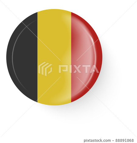 Round flag of Belgium. Pin button. Pin brooch icon, sticker. Round flag of Belgium. Pin button. Pin brooch icon, sticker. 88891868