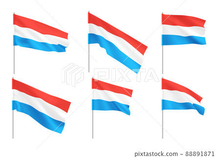 Luxembourg flags. Set of national realistic Luxembourg flags. Luxembourg flags. Set of national realistic Luxembourg flags. 88891871