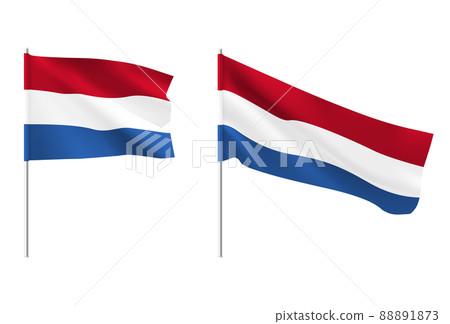 Netherlands flags. Set of national realistic Netherlands flags. Netherlands flags. Set of national realistic Netherlands flags. 88891873