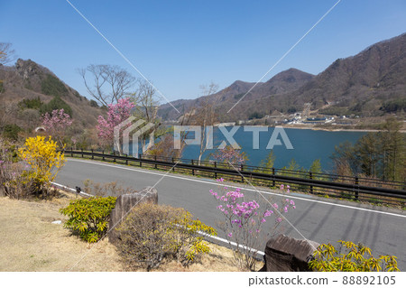 Lake Yamba Agatsuma seen from Road Station Yamba Furusatokan 88892105