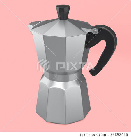 Italian geyser coffee maker a la moka on pink background. 88892416