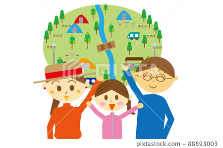 與家人一起在充滿大自然的地方露營!露營地插圖、家庭旅行、植物、帳篷、風景 與家人一起在充滿大自然的地方露營!露營地插圖、家庭旅行、植物、帳篷、風景 88893003