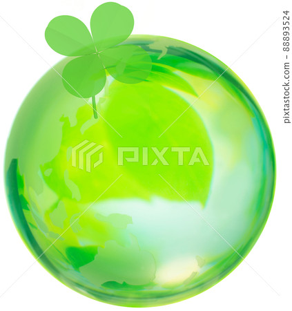 Illustration of the earth and four leaves in the image of the global environment and peace 88893524