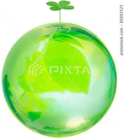 Illustration of the earth and four leaves in the image of the global environment and peace 88893525