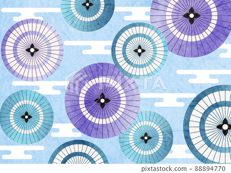 日本傘和日本雲日本紙風格背景水平光 日本傘和日本雲日本紙風格背景水平光 88894770