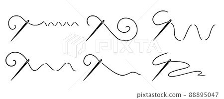 Tailor needle with thread. Needle illustration 88895047