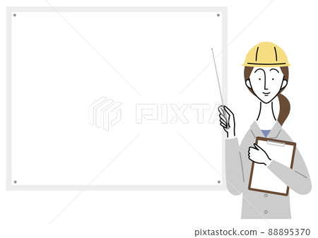 A woman in work clothes explaining and explaining 88895370