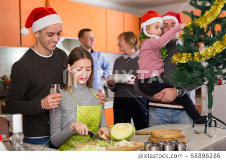 Woman cooking for Christmas dinner,  88896286