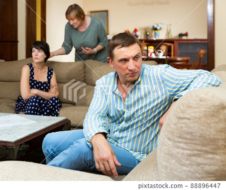 Mom reassures an adult daughter after quarrel with her husband. Mom reassures an adult daughter after quarrel with her husband. 88896447