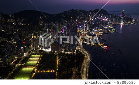 night view of Victoria harbour, Hong Kong 88896583