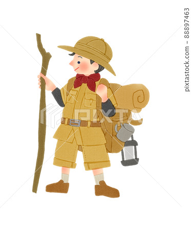Boy's adventure hand-drawn illustration 88897463