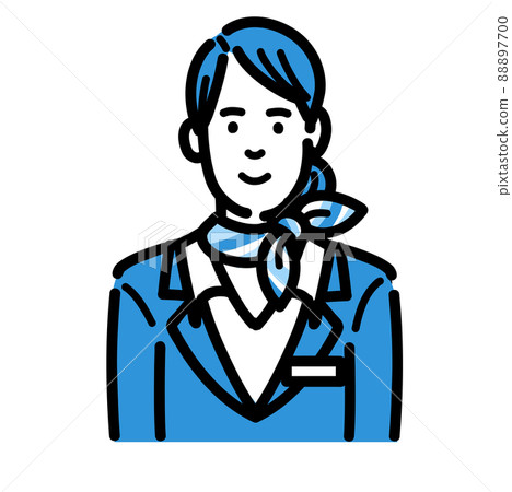 A young woman with a smiling flight attendant 88897700
