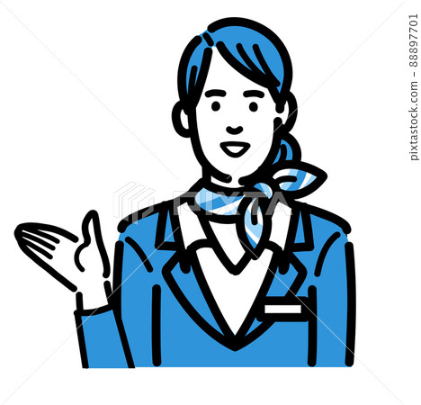 A young woman of a flight attendant explaining with a smile A young woman of a flight attendant explaining with a smile 88897701