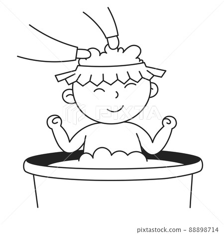 Wash Hair. Hand Drawn Kid and Family doodle icon Wash Hair. Hand Drawn Kid and Family doodle icon 88898714