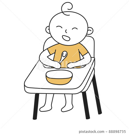 Highchair. Hand Drawn Kid and Family doodle icon Highchair. Hand Drawn Kid and Family doodle icon 88898735