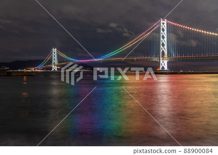 <兵庫縣>明石海峽大橋夜景 88900084