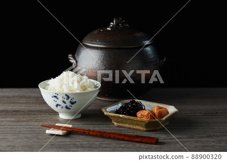 Japanese food image Konbu Umeboshi with rice Japanese food image Konbu Umeboshi with rice 88900320