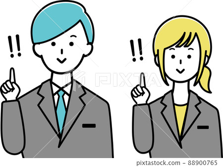 指向姿勢西裝男女 88900765