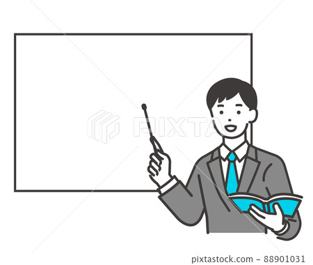 用指針/學校/補習班教授學習的老師的矢量圖解材料 88901031