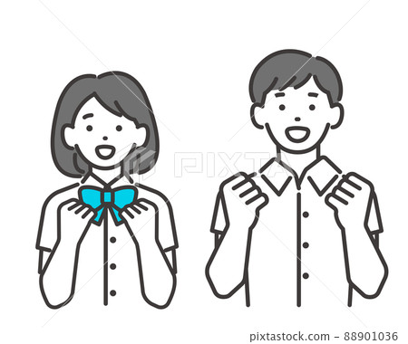 夏裝男女學生的矢量插圖素材採取膽量姿勢/制服/高中生/初中生 夏裝男女學生的矢量插圖素材採取膽量姿勢/制服/高中生/初中生 88901036