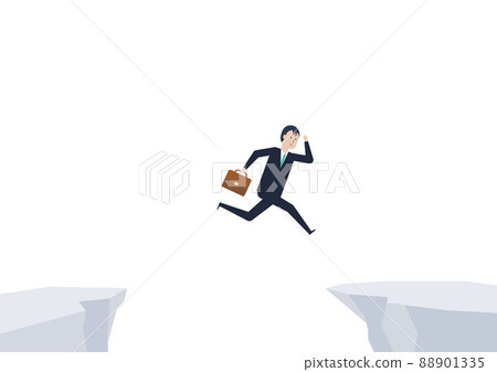 Asian businessmen jumping over cliffs! Illustration material Asian businessmen jumping over cliffs! Illustration material 88901335