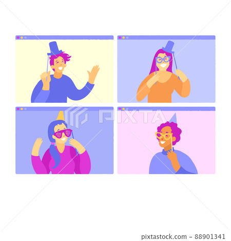 Online internet birthday, meeting with friends or video conference. Online internet birthday, meeting with friends or video conference. 88901341