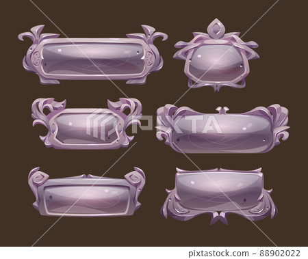 Game silver buttons with fantasy frames - Stock Illustration [88902022 ...