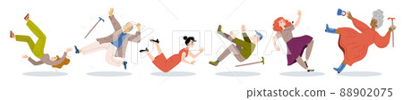 People fall down, clumsiness, danger accident set 88902075