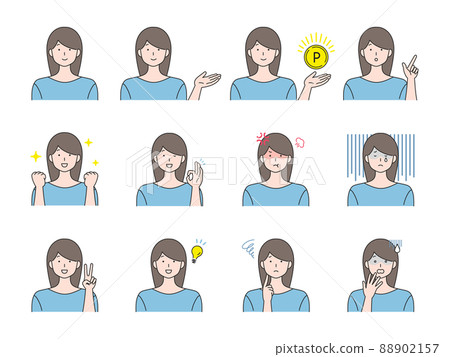 Female facial expression set 02 Female facial expression set 02 88902157