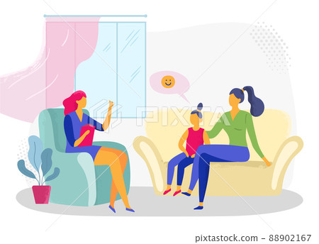 Psychotherapy session, mother and daughter visit doctor 88902167