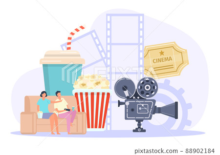 Online cinema concepts, pop corn and camera 88902184