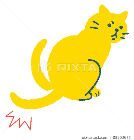 Illustration of a cat shaking its tail like hitting the ground Illustration of a cat shaking its tail like hitting the ground 88903675